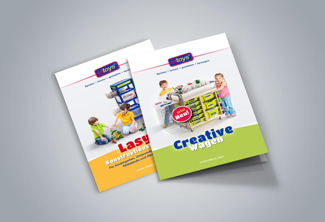 Printdesign Grafikfreelancer – Gestaltung und Layout Flyer für eltoys Kreativwagen und eltoys Lasy.