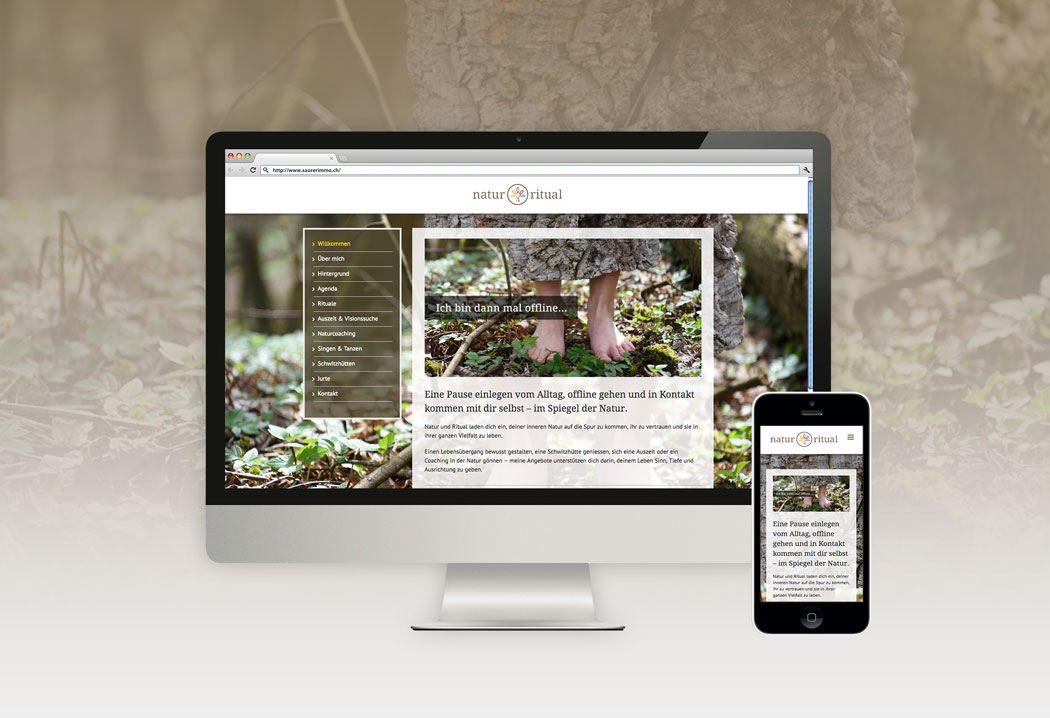 Webdesign Grafikfreelancer – Gestaltung und Erstellung Homepage für die Firma Natur & Ritual.